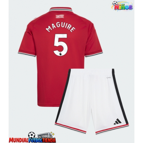 Camiseta Manchester United Harry Maguire #5 Primera Equipación Replica 2026-27 para niños mangas cortas (+ Pantalones cortos)